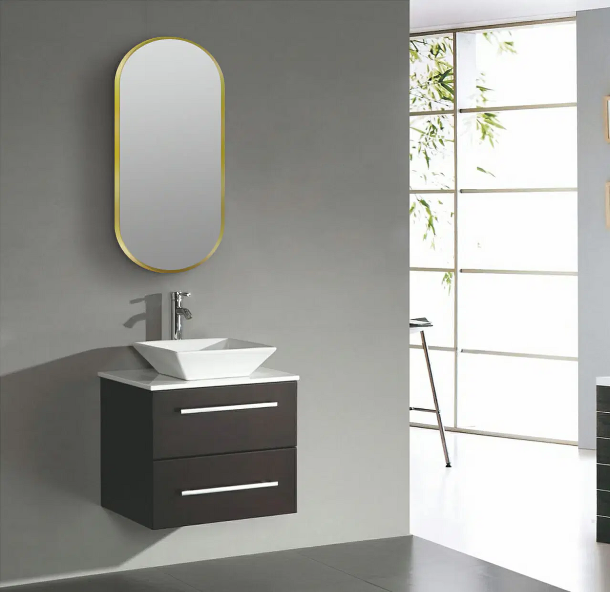 500x1000mm Matte Brushed Gold Framed LED Dressing Mirror - MTO Marbles & Tiles Outlet