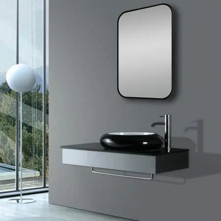 450x750mm Matte Black Framed Mirror - MTO Marbles & Tiles Outlet