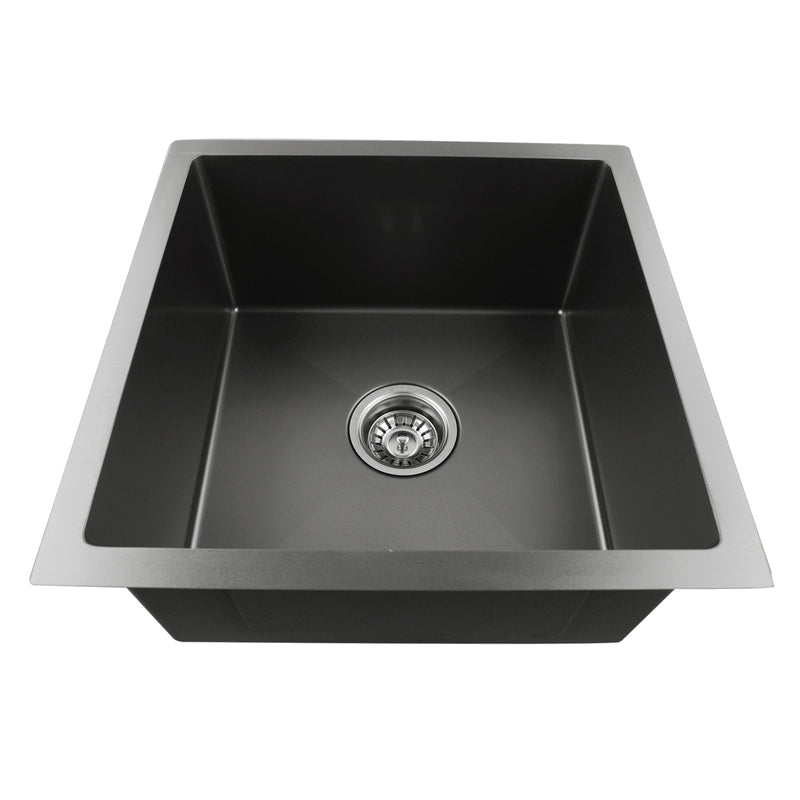 440x440x205mm Dark Grey Stainless Steel Single Bowl Kitchen Sink - MTO Marbles & Tiles Outlet