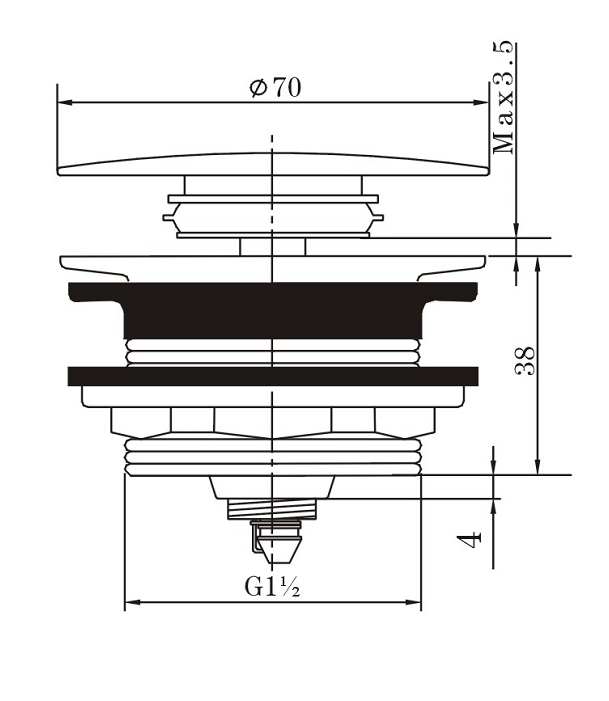 Black Bathtub Pop Up Waste No Overflow - MTO Marbles & Tiles Outlet