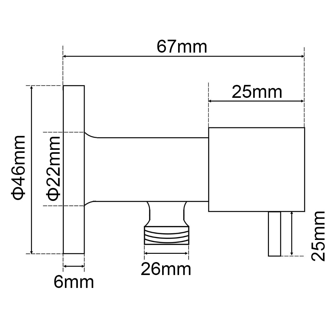 Bathroom Round Chrome 1/4 Turn Washing Machine Stop Tap(One Piece)