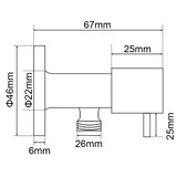 Bathroom Round Black 1/4 Turn Washing Machine Stop Tap(One Piece)