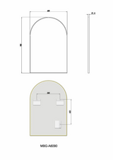600x900x21.5mm Matte Brushed Gold Framed Mirror