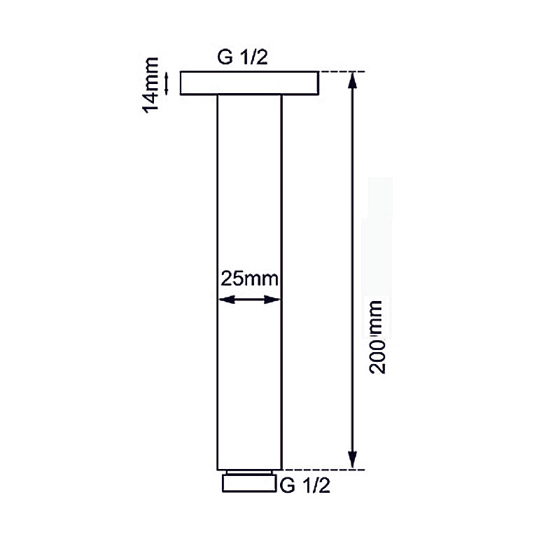 200mm Brushed Nickel Ceiling Shower Arm
