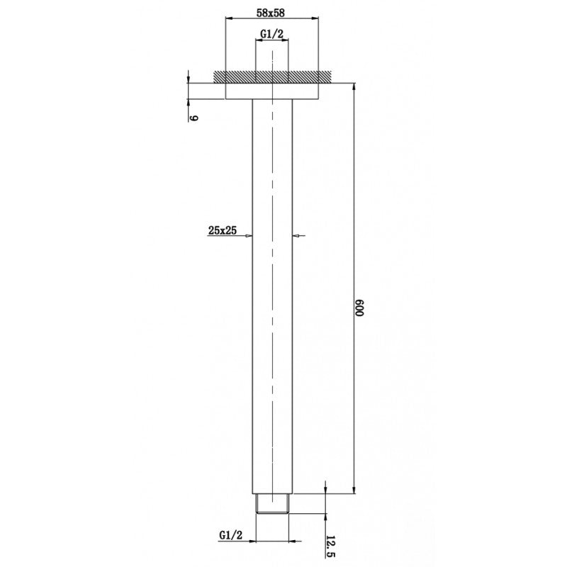 600mm Gunmetal Ceiling Shower Arm