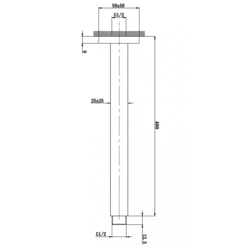 400mm Black Ceiling Shower Arm