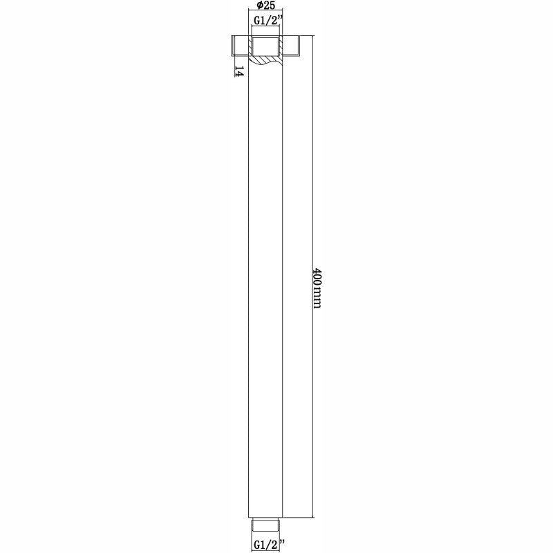 400mm Black Ceiling Shower Arm