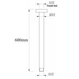 600mm Black Ceiling Shower Arm