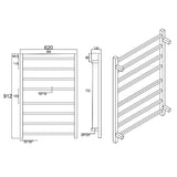 Chrome Heated Towel Rack 8 Bars