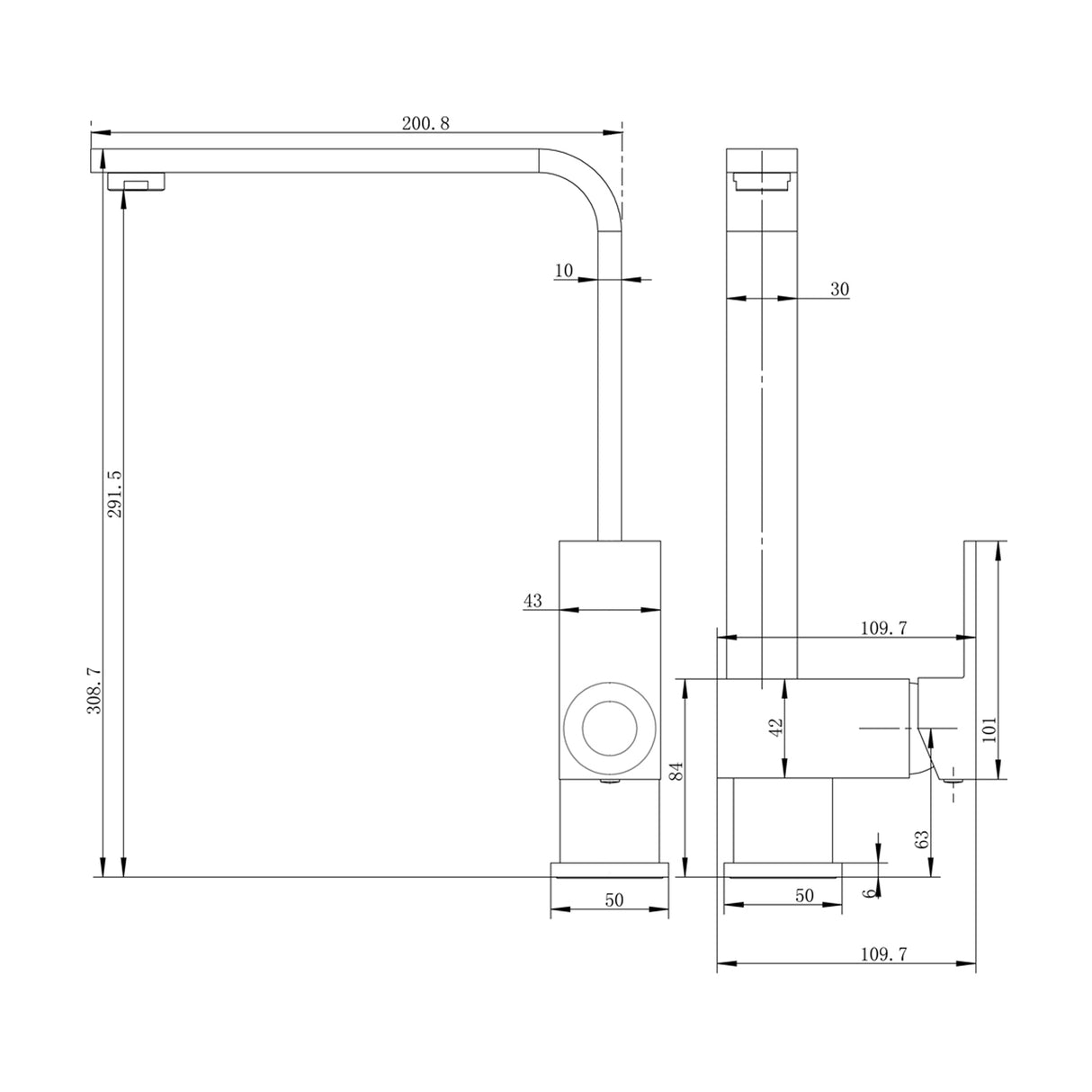 Black Standard Kitchen Mixer