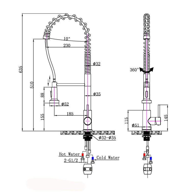 Black Pull Out Kitchen Mixer