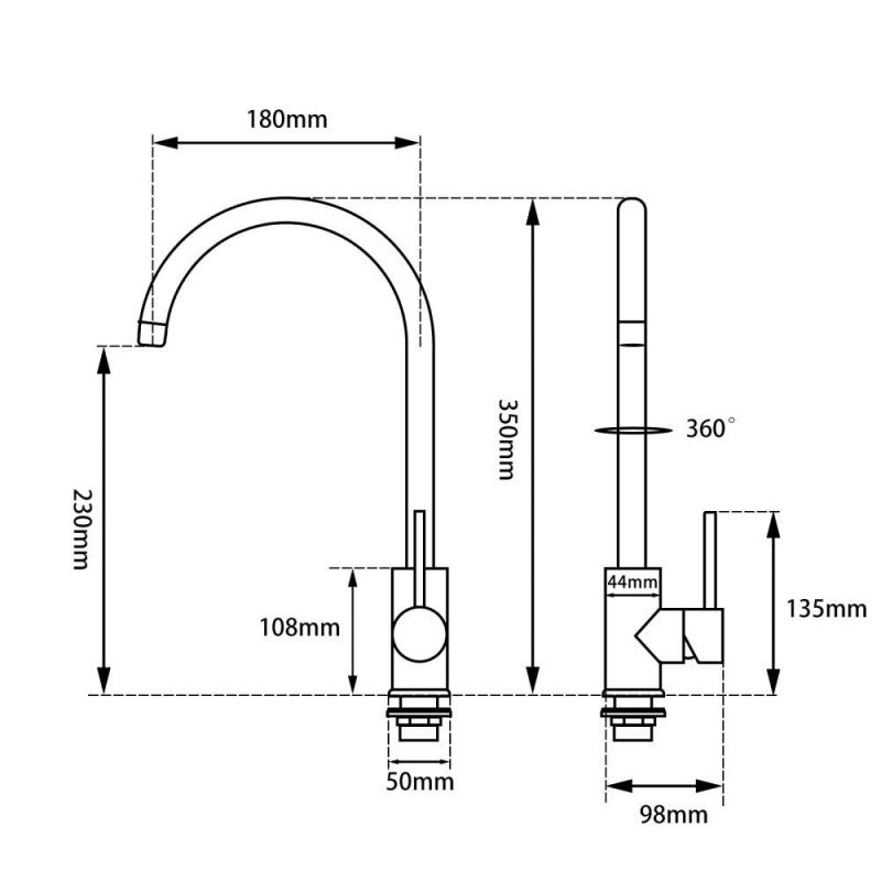Brushed Brass Standard Kitchen Mixer