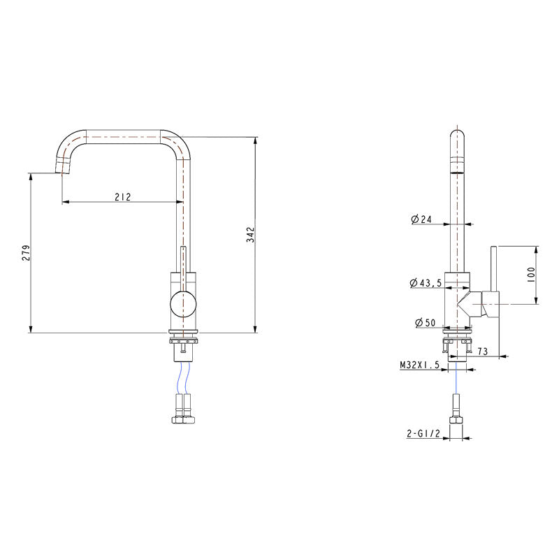 Chrome Standard Kitchen Mixer
