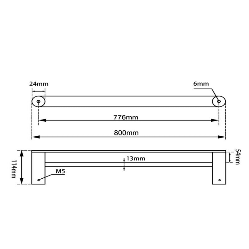 RUSHY - 800mm Brushed Brass Double Towel Rail