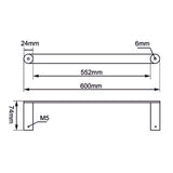 RUSHY - 600mm Gunmetal Single Towel Rail