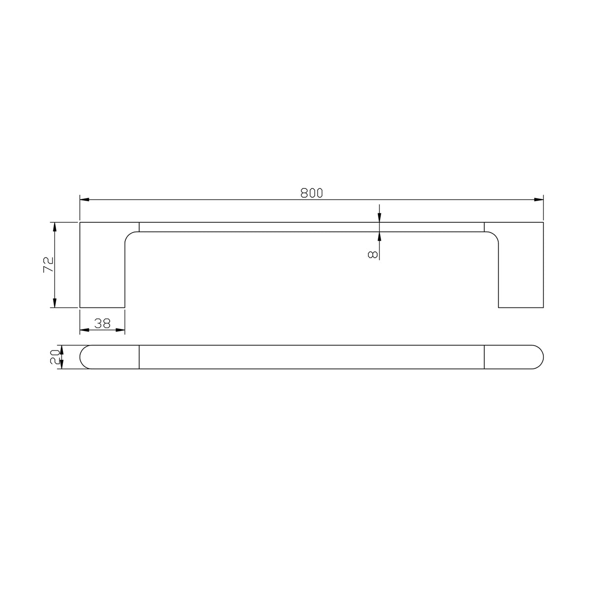 VOG - 800mm Black Single Towel Rail