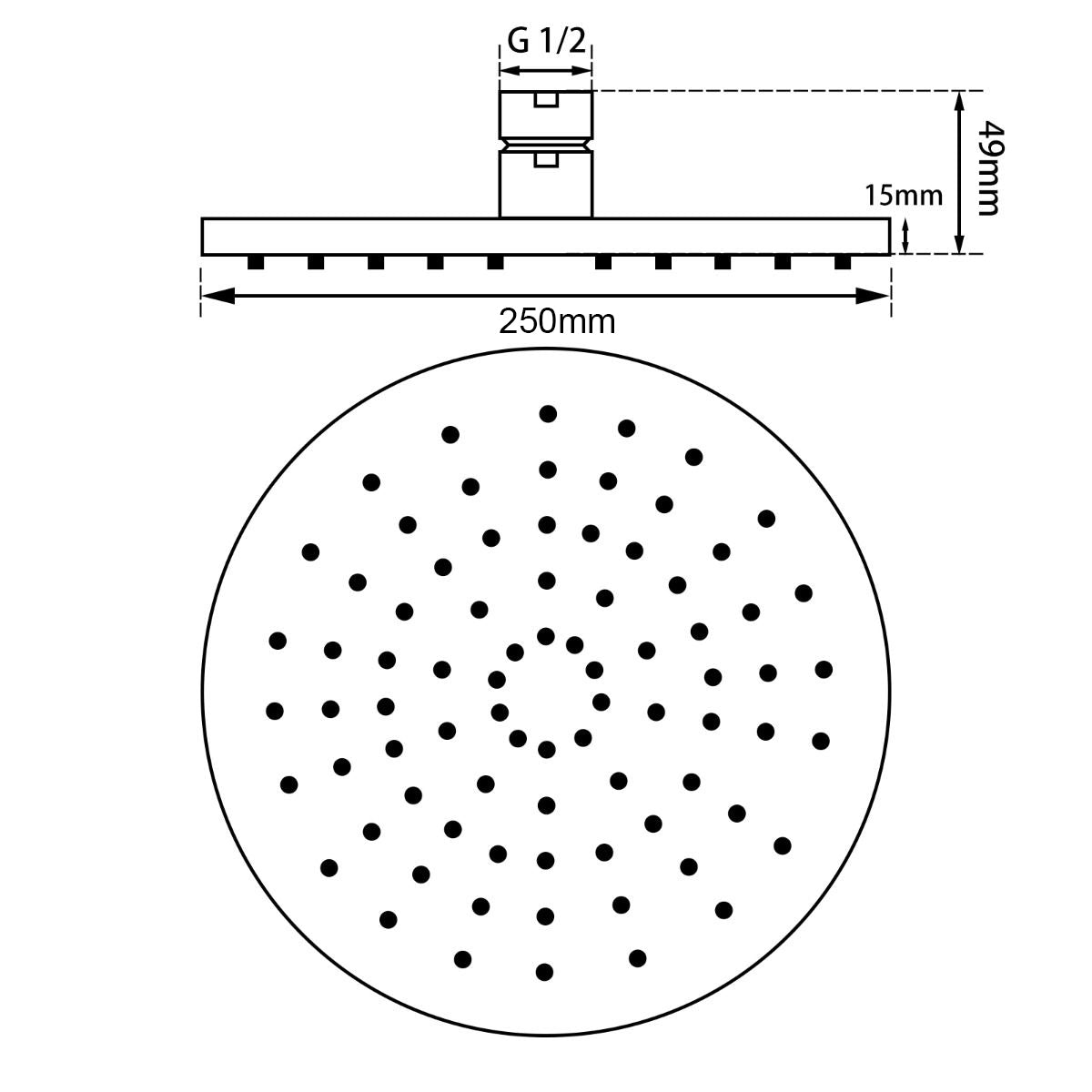 250mm Gunmetal Shower Head