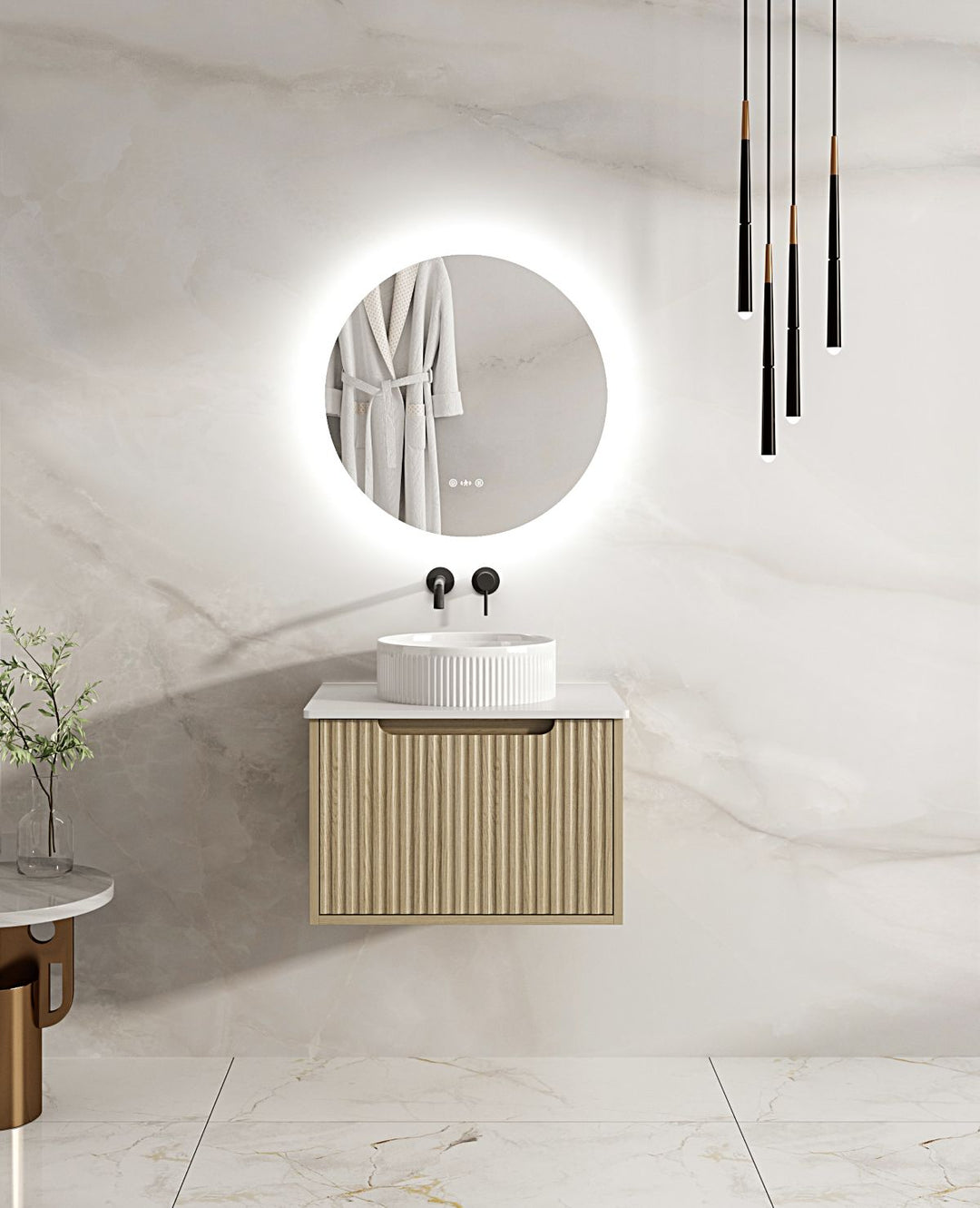 600mm Wall-Hung Cabinet - Natural Oak