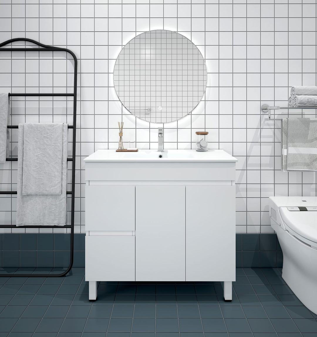 900mm PVC Freestanding Vanity (LHD)