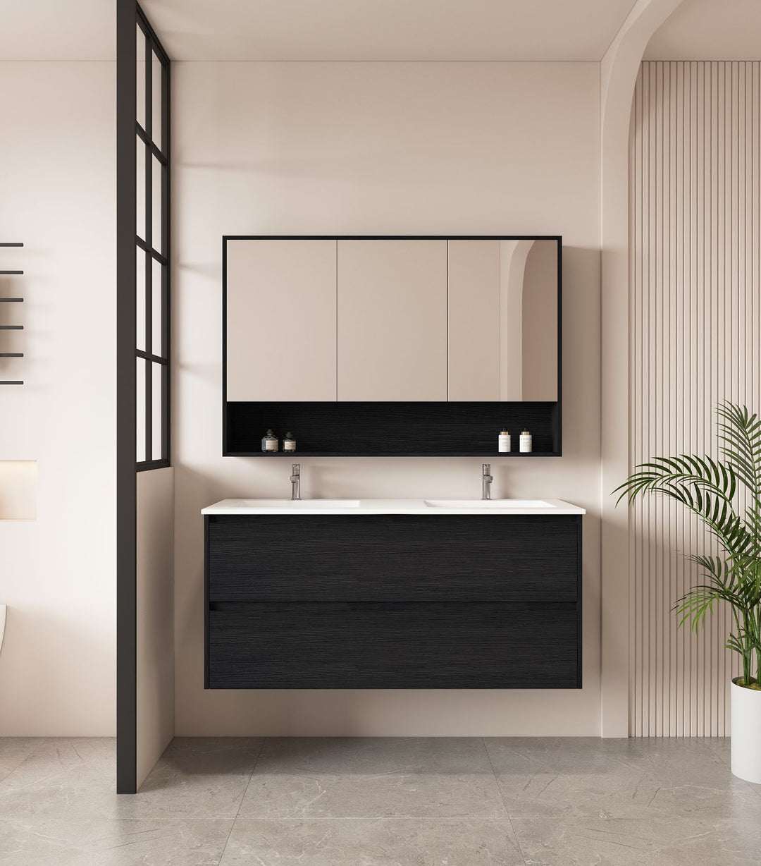 1200mm Wall-Hung Vanity - Black Oak