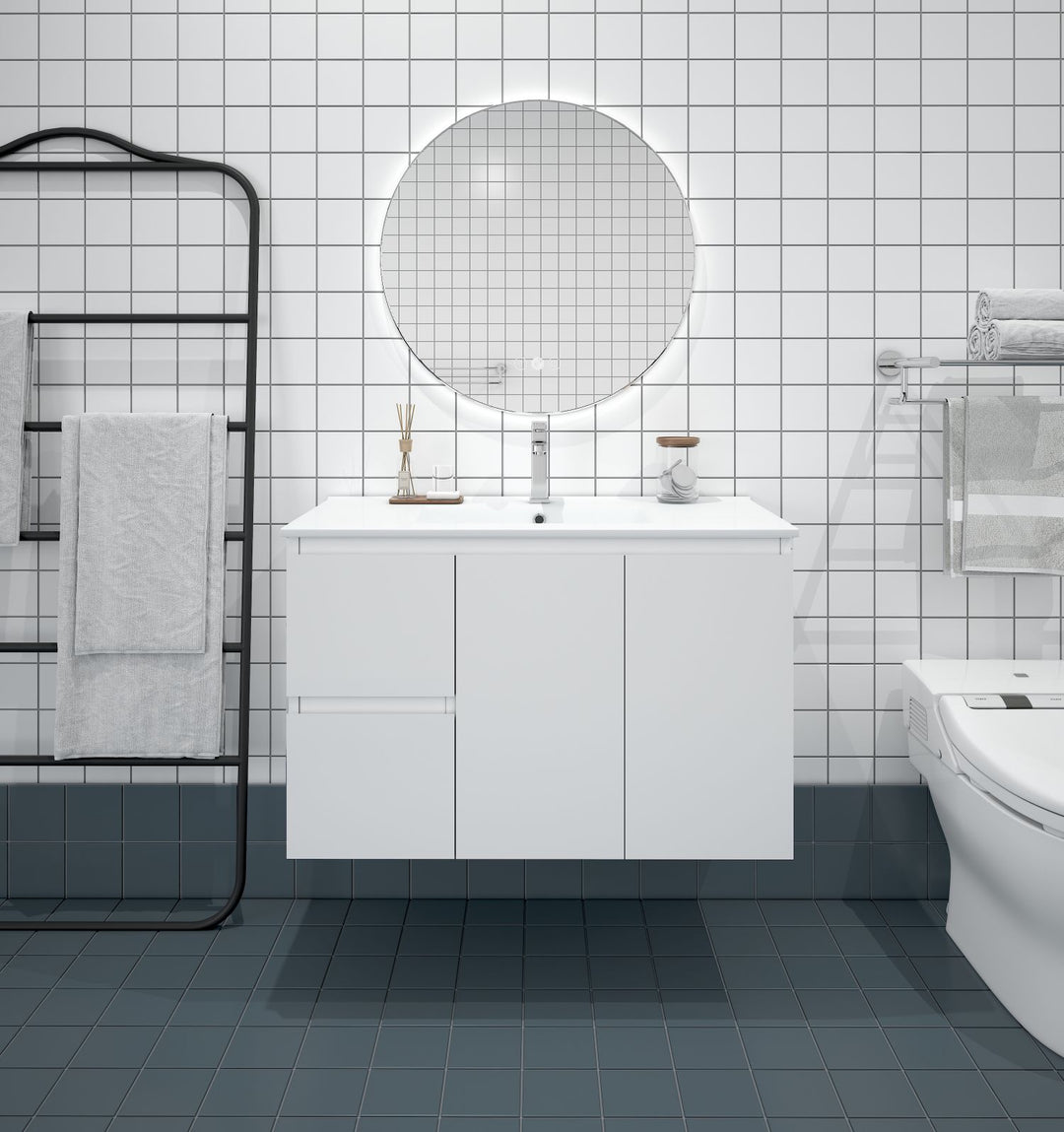 900mm MDF Wall-Hung Vanity (LHD)
