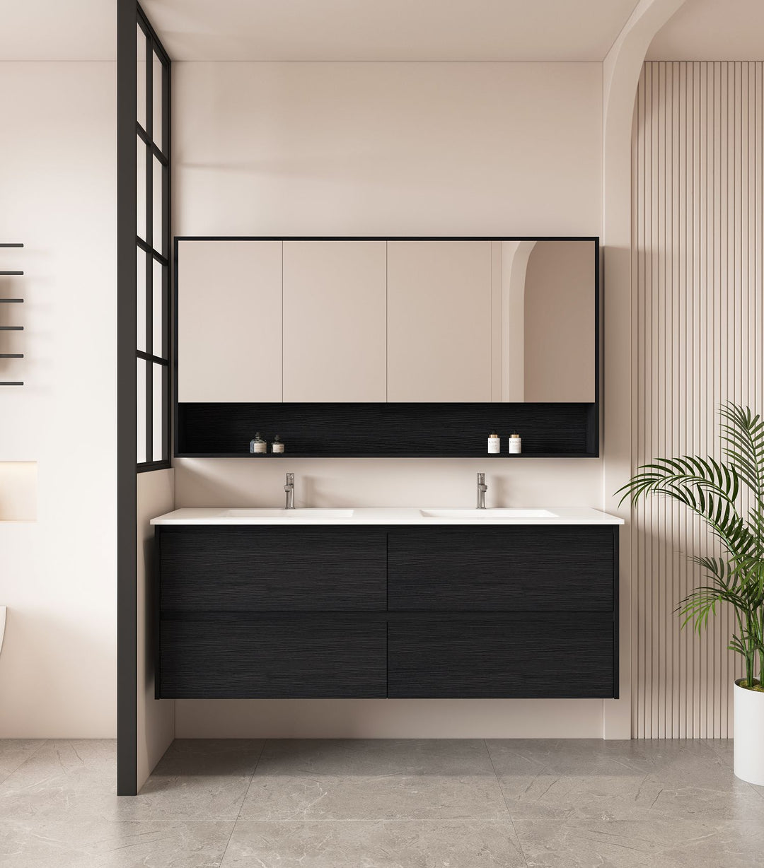 1500mm Wall-Hung Vanity - Black Oak