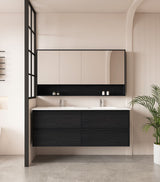 1500mm Wall-Hung Vanity - Black Oak