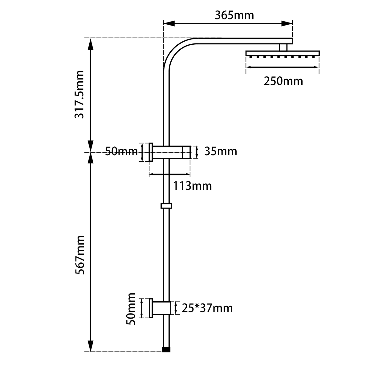 Brushed Nickel Shower Rail