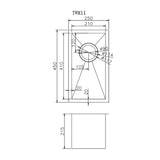 250x450x215mm Gunmetal Stainless Steel PVD Single Bowl Kitchen Sink