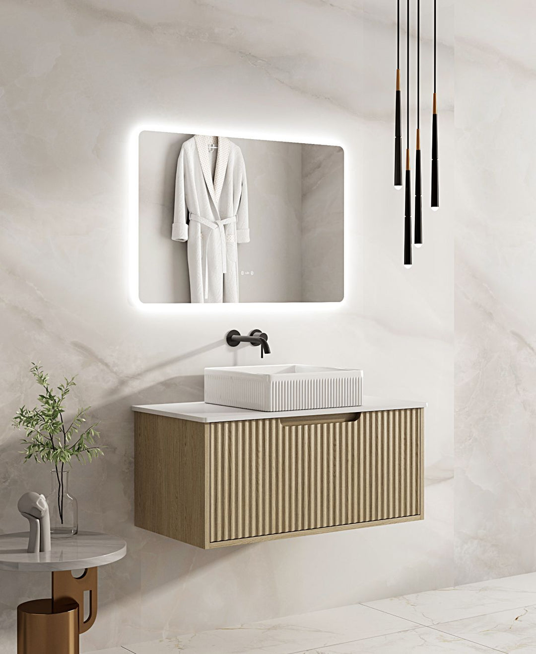 900mm Wall-Hung Cabinet - Natural Oak