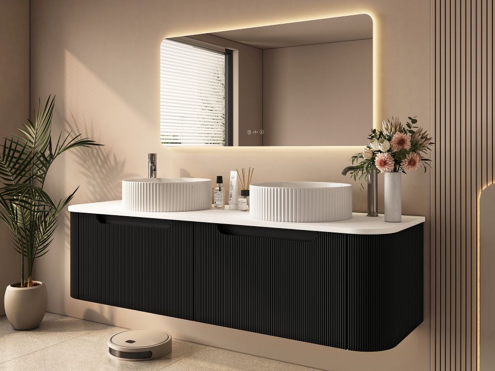1500mm Wall-Hung Cabinet - Matt Black