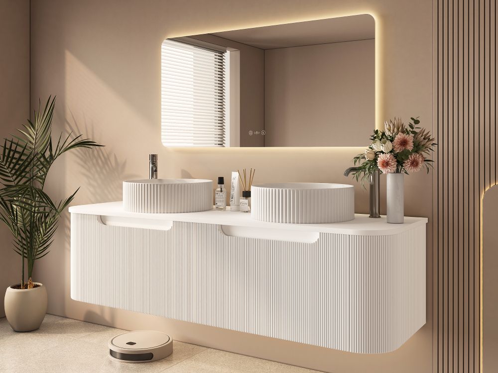 1500mm Wall-Hung Cabinet - Matt White - MTO Marbles & Tiles Outlet