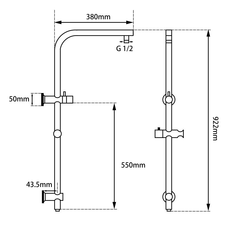 10" Gunmetal Shower Station