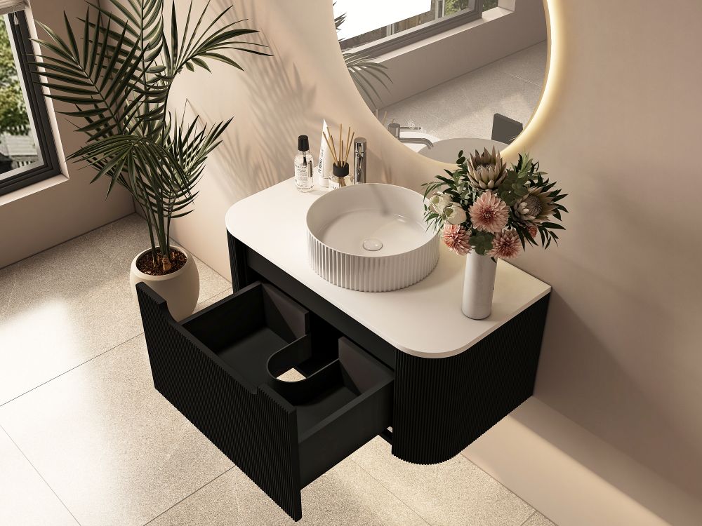 900mm Wall-Hung Cabinet - Matt Black