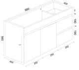 900mm PVC Wall-Hung Vanity (RHD)