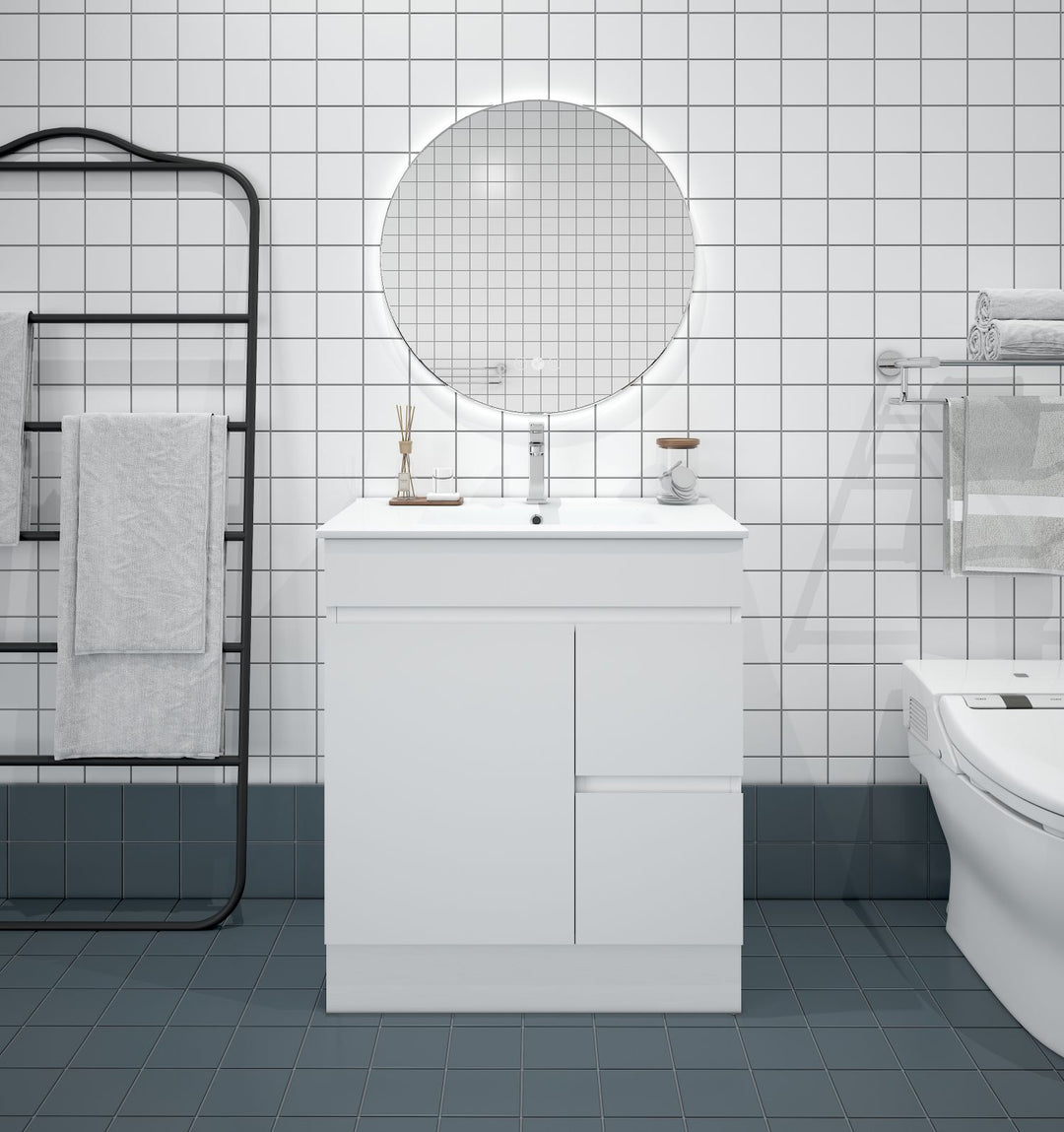 750mm PVC Slim Freestanding Vanity (RHD)