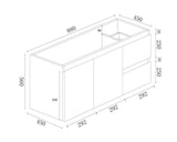 900mm MDF Wall-Hung Vanity (RHD)