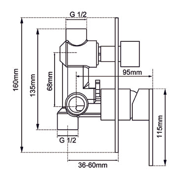 LUCID PIN - Chrome Diverter Mixer