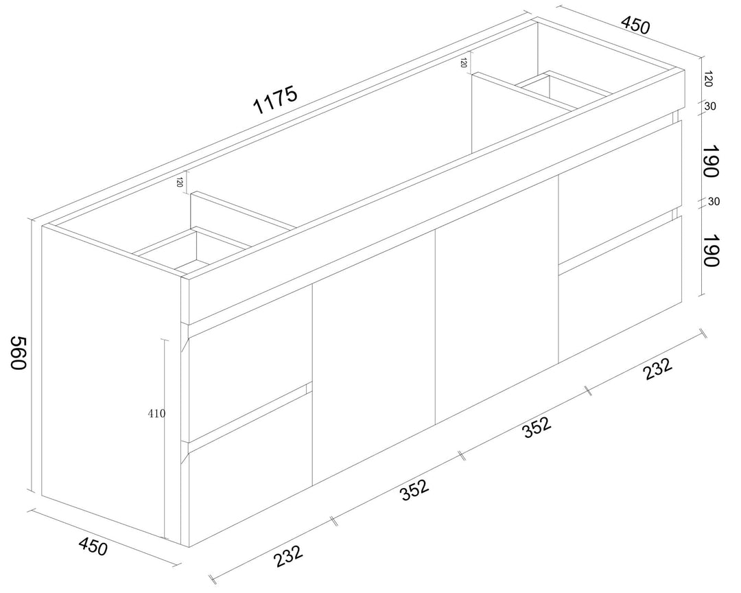 1200mm PVC Wall-Hung Vanity