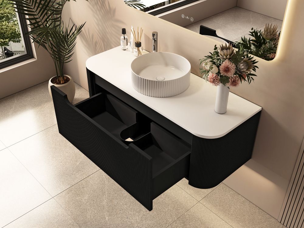 1200mm Wall-Hung Cabinet - Matt Black
