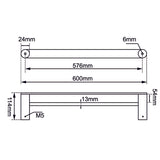 RUSHY - 600mm Gunmetal Double Towel Rail