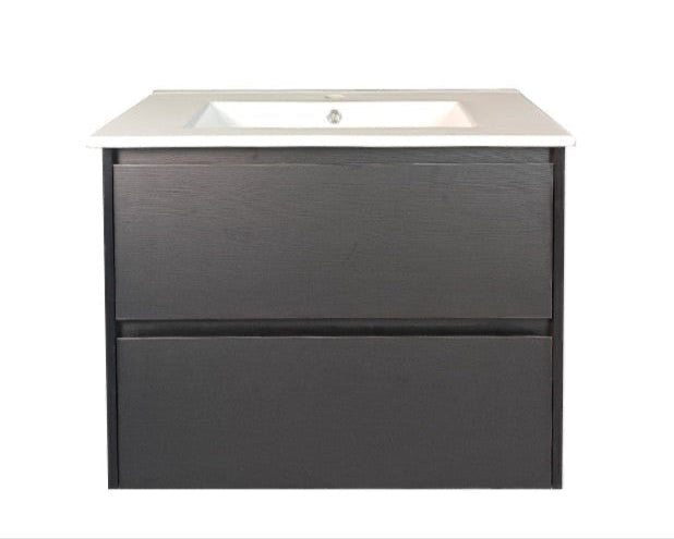 750mm Wall-Hung Vanity - Black Oak