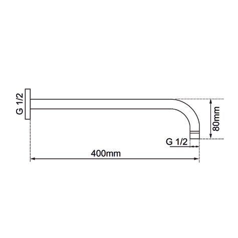 400mm Brushed Brass Wall Shower Arm
