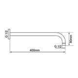 400mm Brushed Brass Wall Shower Arm