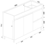 900mm PVC Freestanding Vanity (RHD)