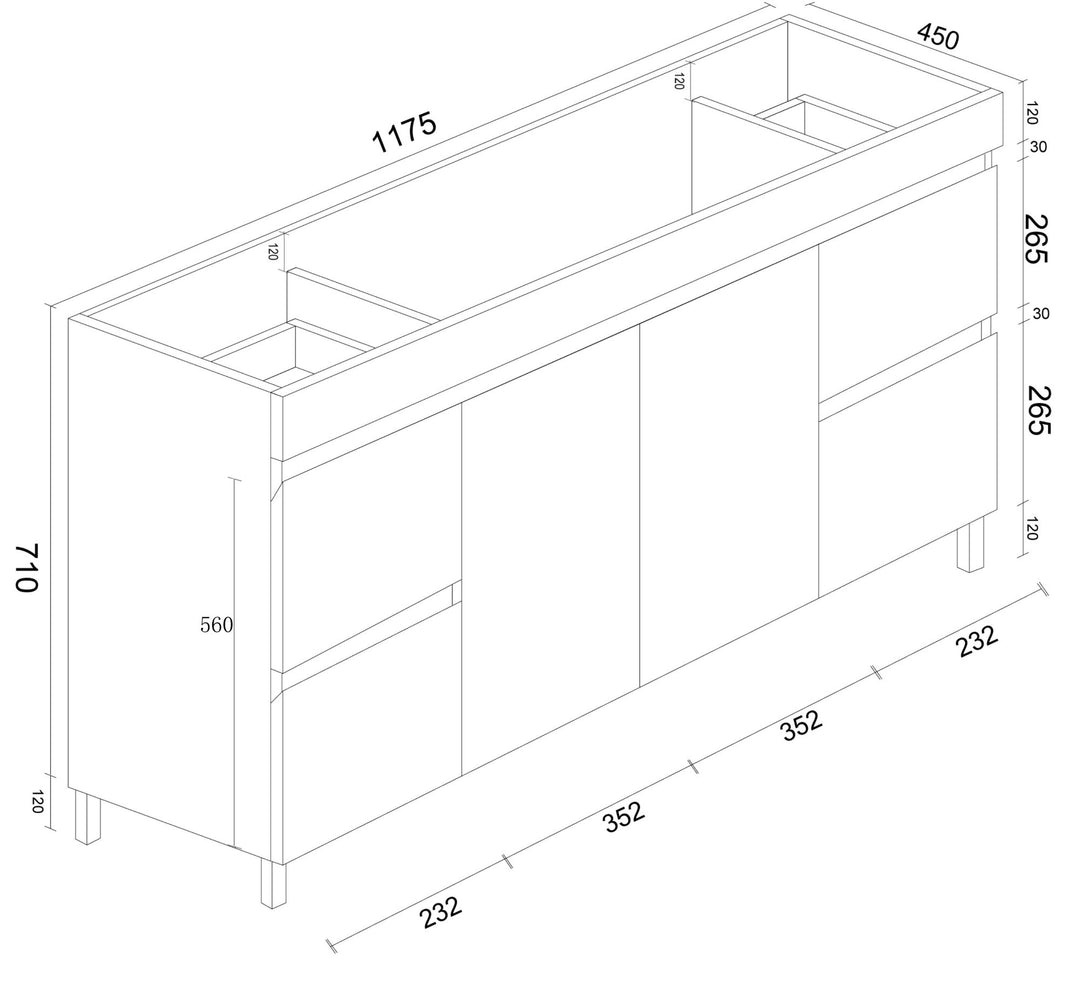 1200mm PVC Freestanding Vanity