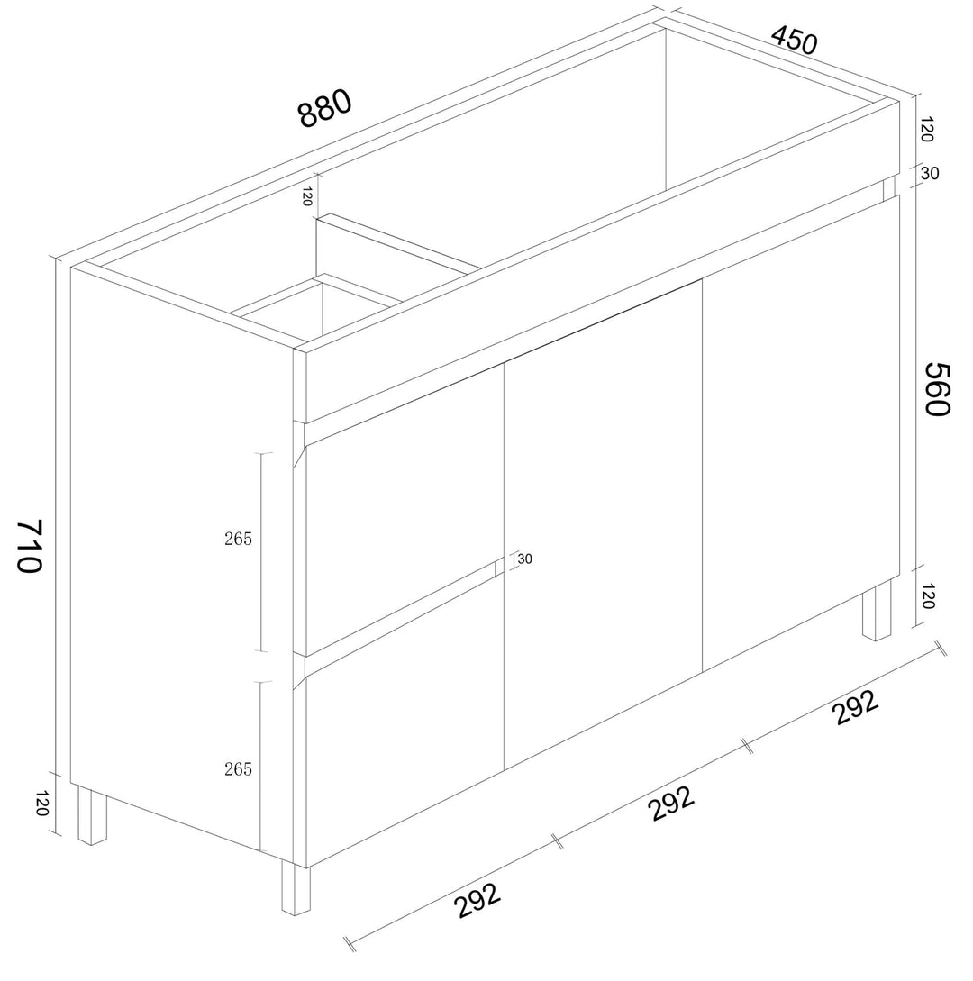 900mm PVC Freestanding Vanity (LHD)
