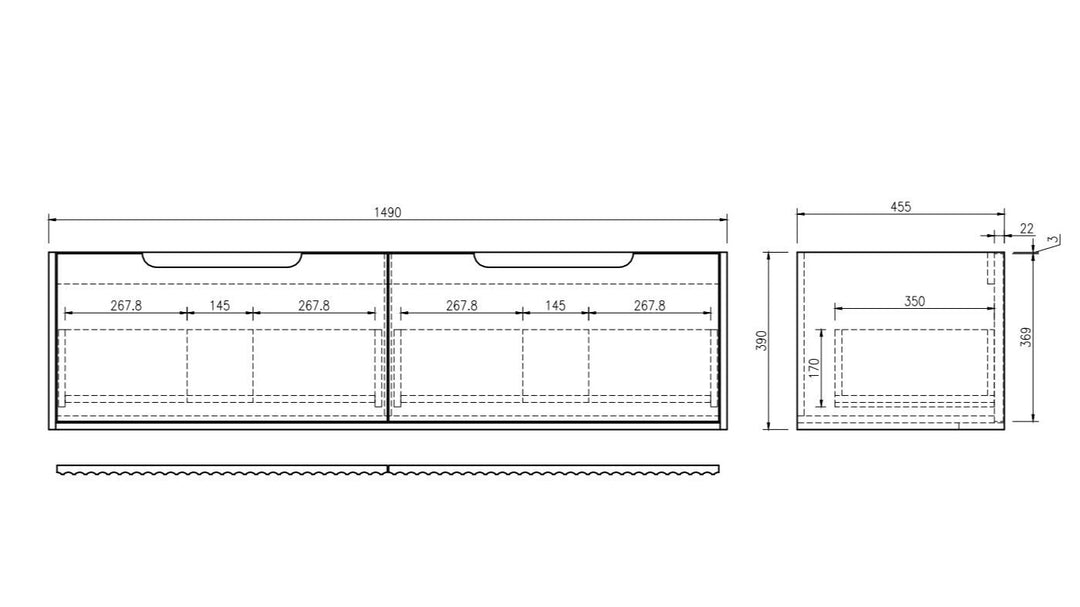 1500mm Wall-Hung Cabinet - Natural Oak