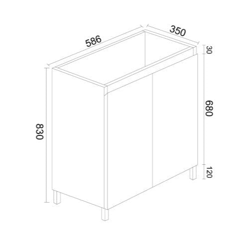 600mm MDF Slim Freestanding Vanity