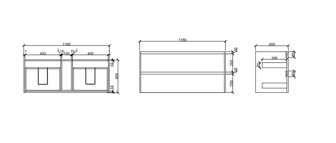 1200mm Wall-Hung Vanity - Tas Oak